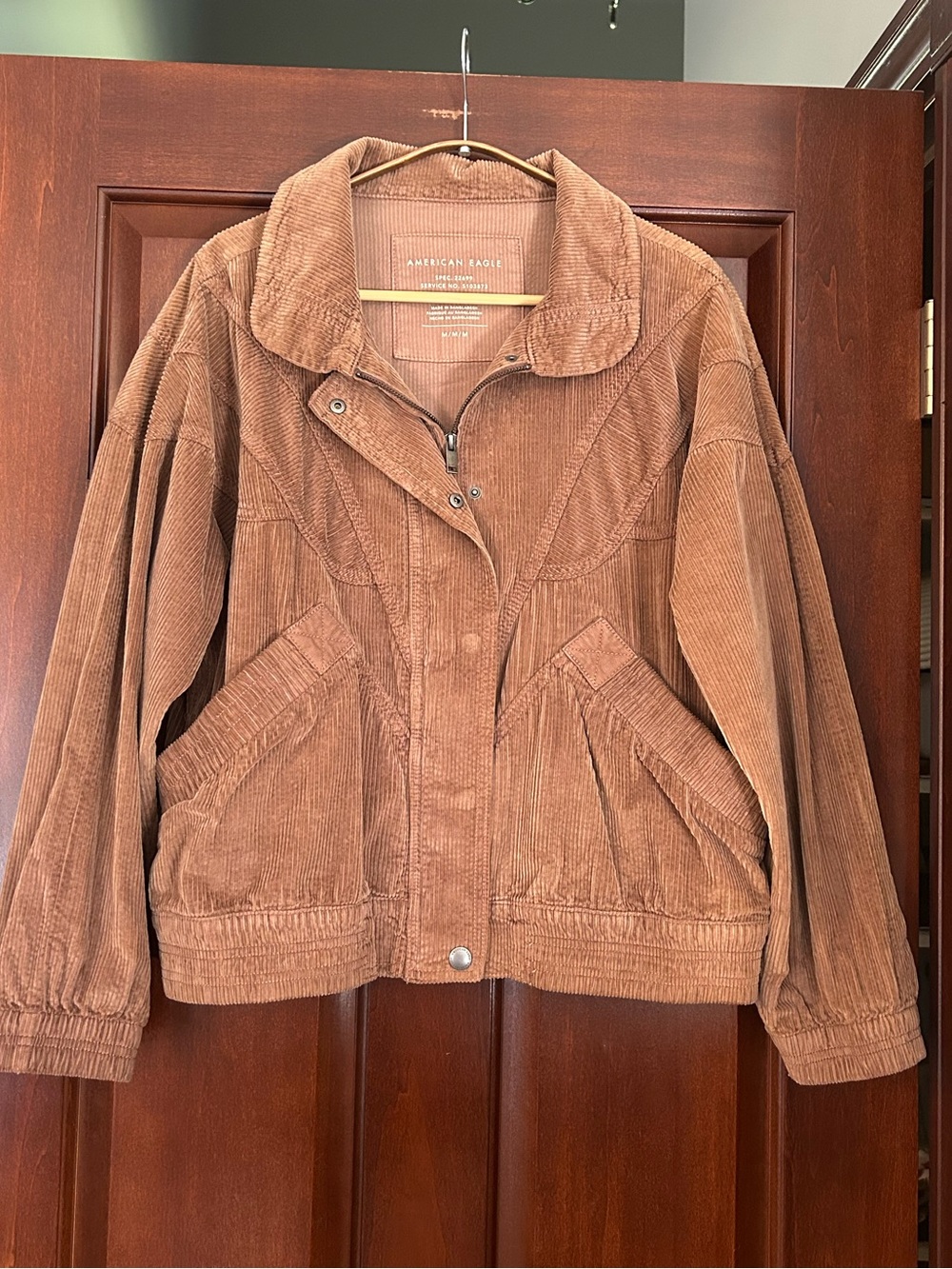 American Eagle Brown Corduroy Oversized Utility Jacket Medium